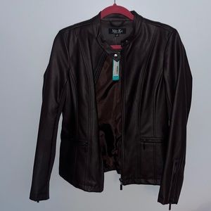 Dark purple/brown faux leather jacket